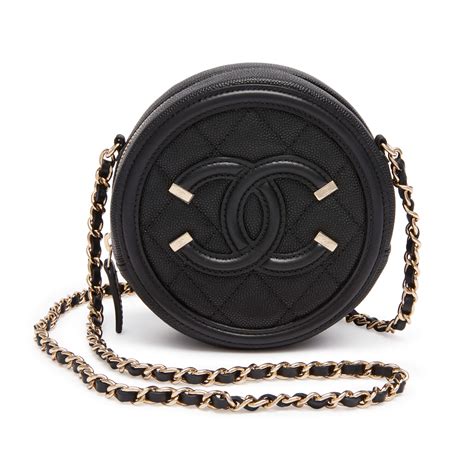 chanel cc filigree round chain clutch|Chanel Black Caviar CC Filigree Round Chain Clutch Available .